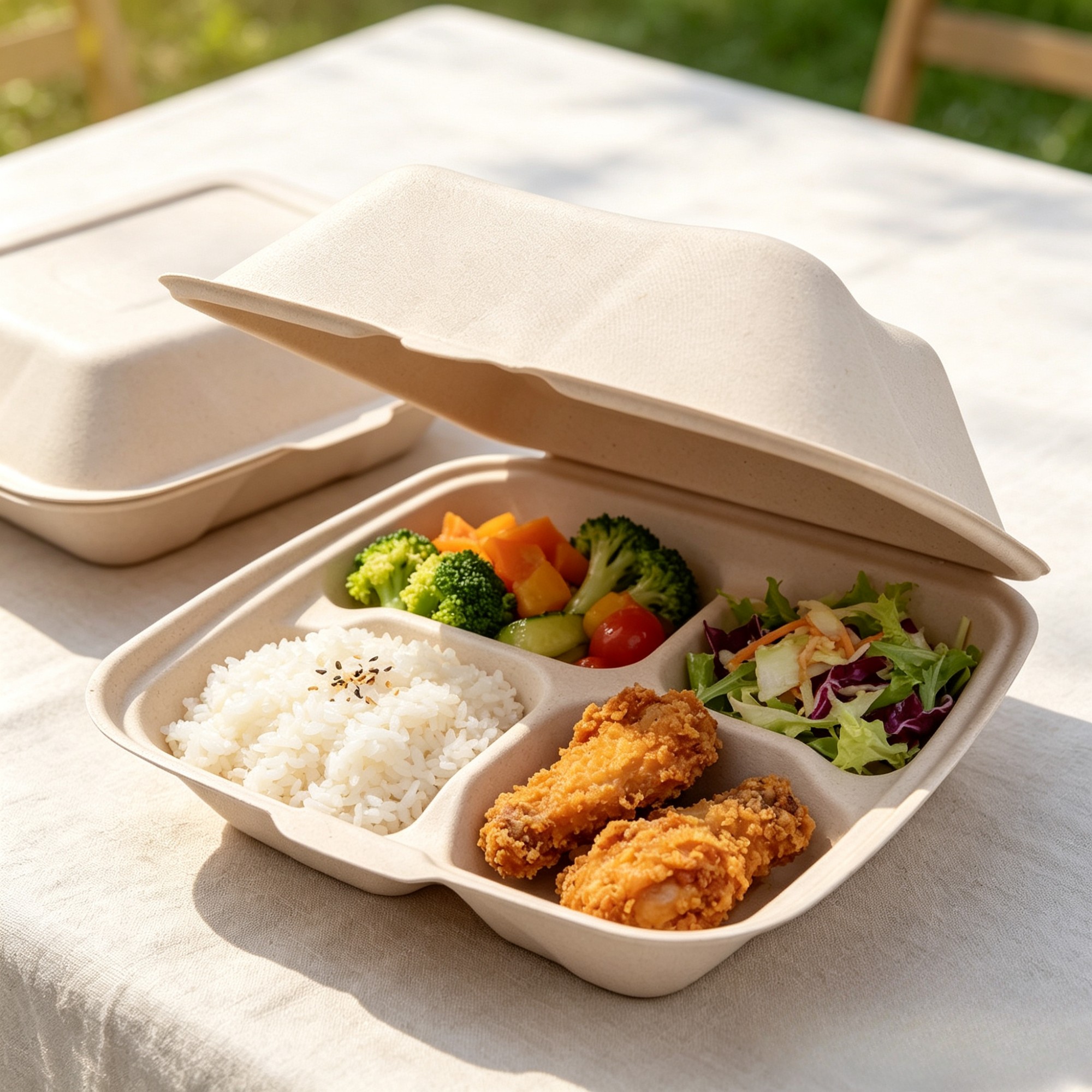Biodegradable 6 Inch Bagasse Burger Clamshell Box