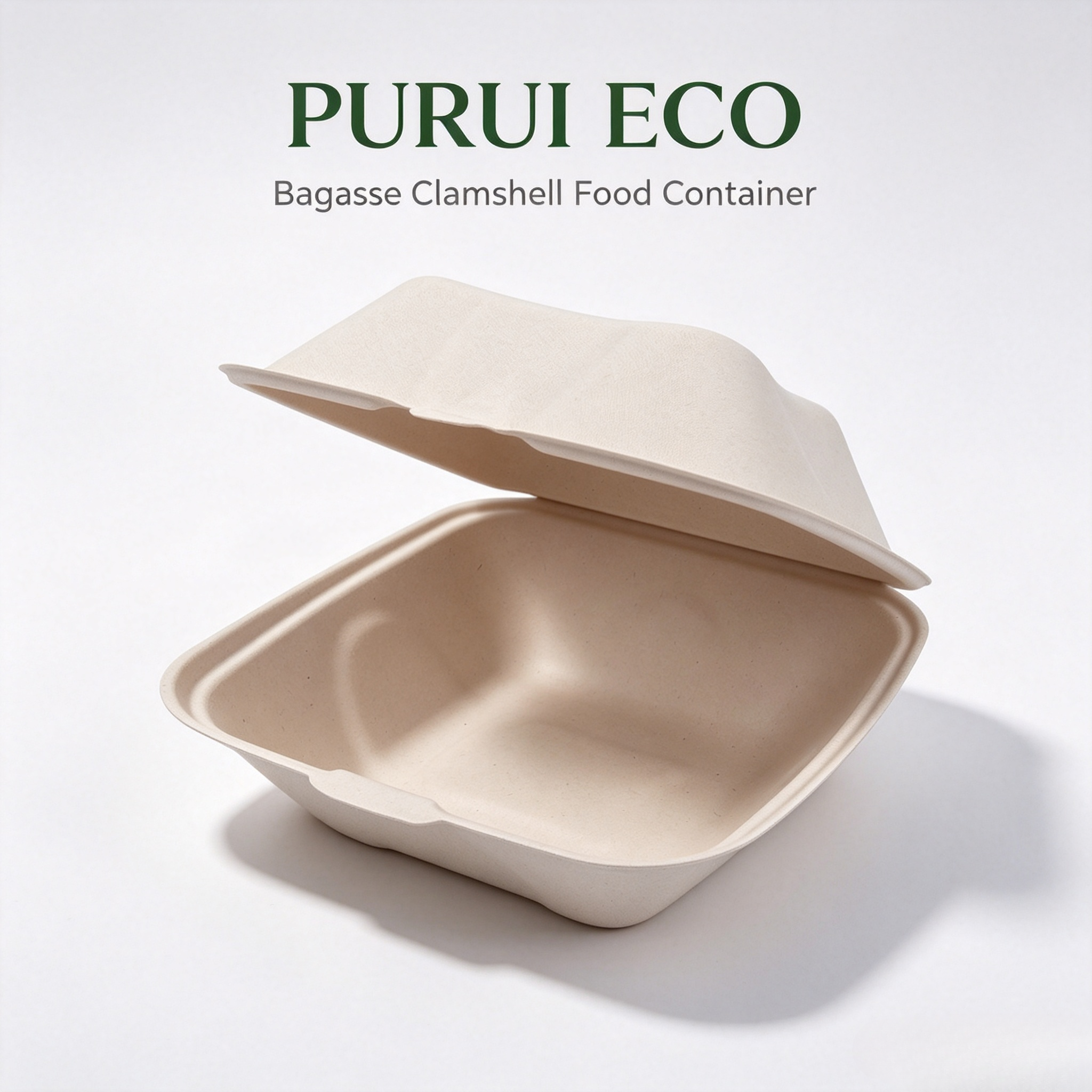 Biodegradable 6 Inch Bagasse Burger Clamshell Box