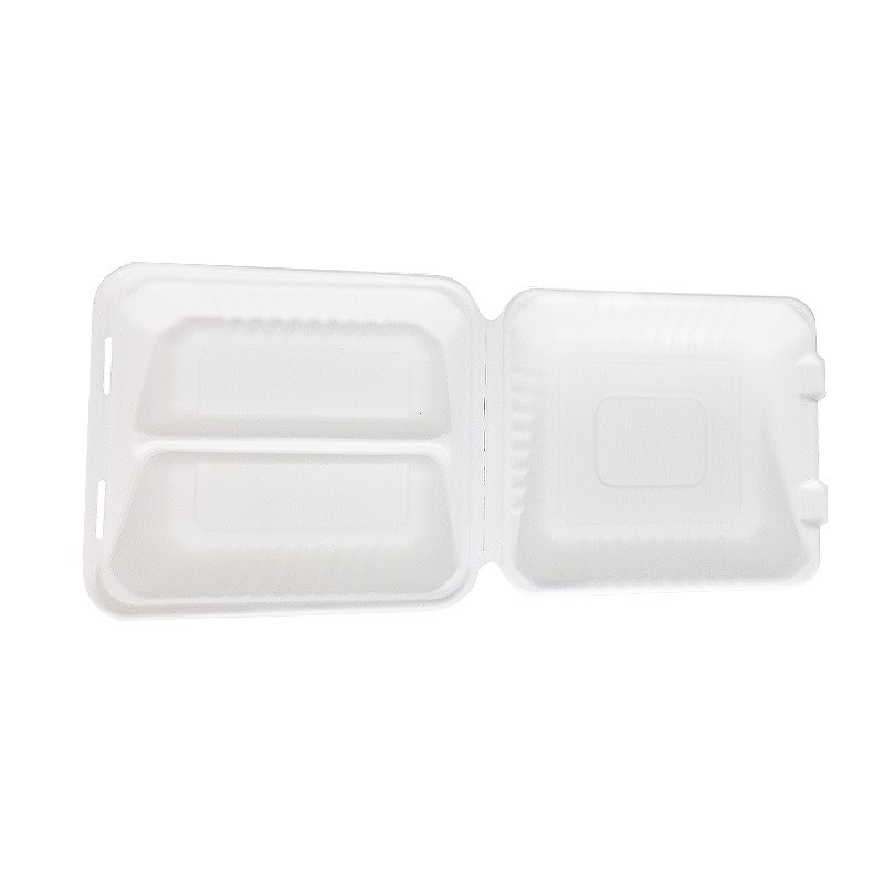 Biodegradable Bagasse 2 Compartment Takeout Food Containers 
