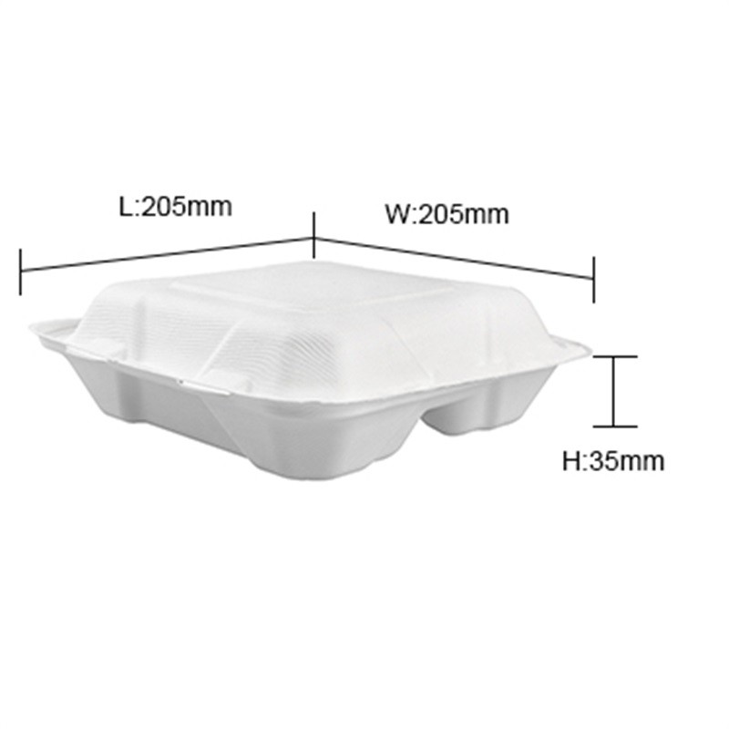 Compostable 3 Compartment Sugarcane Food Packaging Container