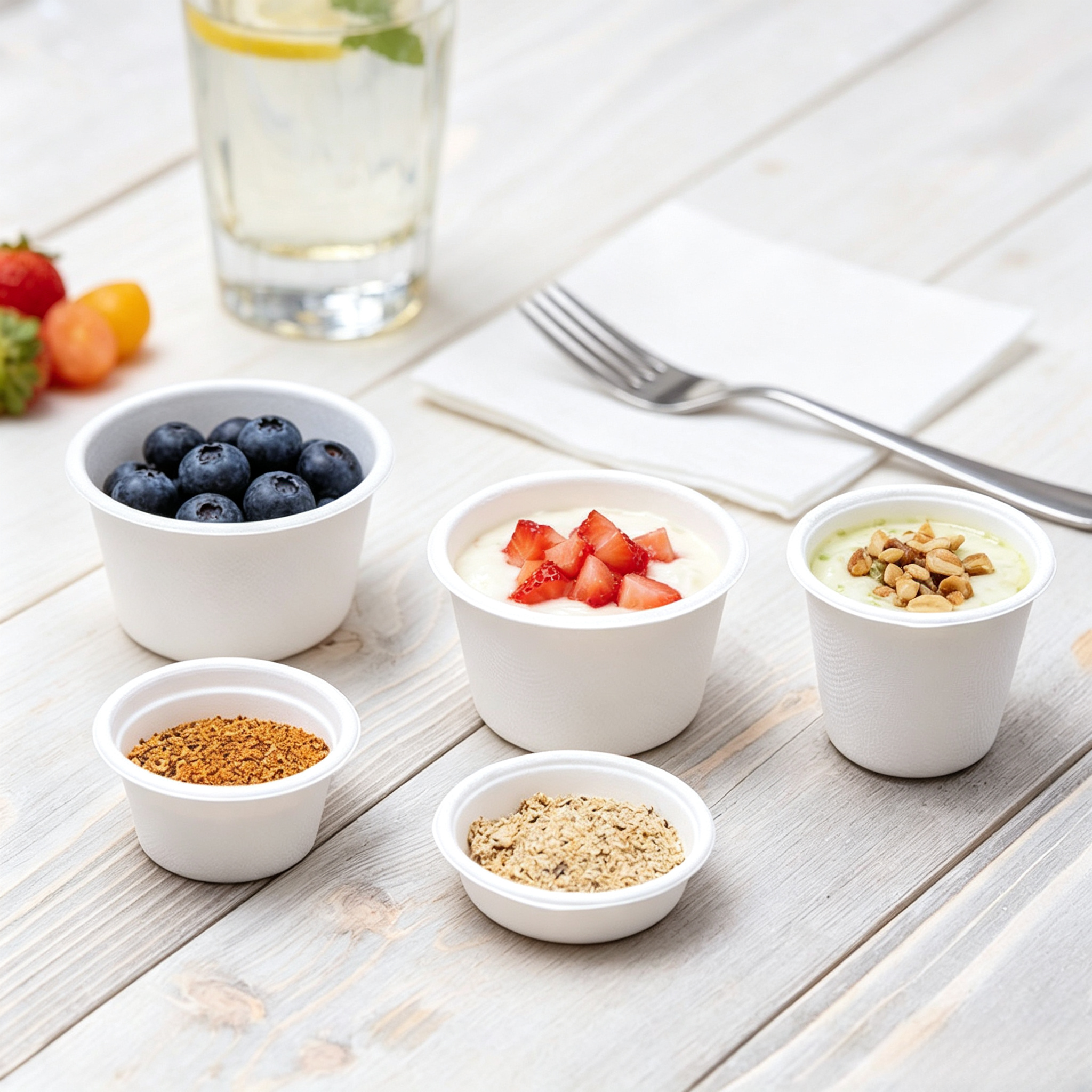 Disposable 1‑4oz Biodegradable Bagasse Sauce Sample Cups