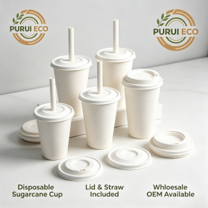 100% Biodegradable 80mm Bagasse Bubble Tea Cup Lid